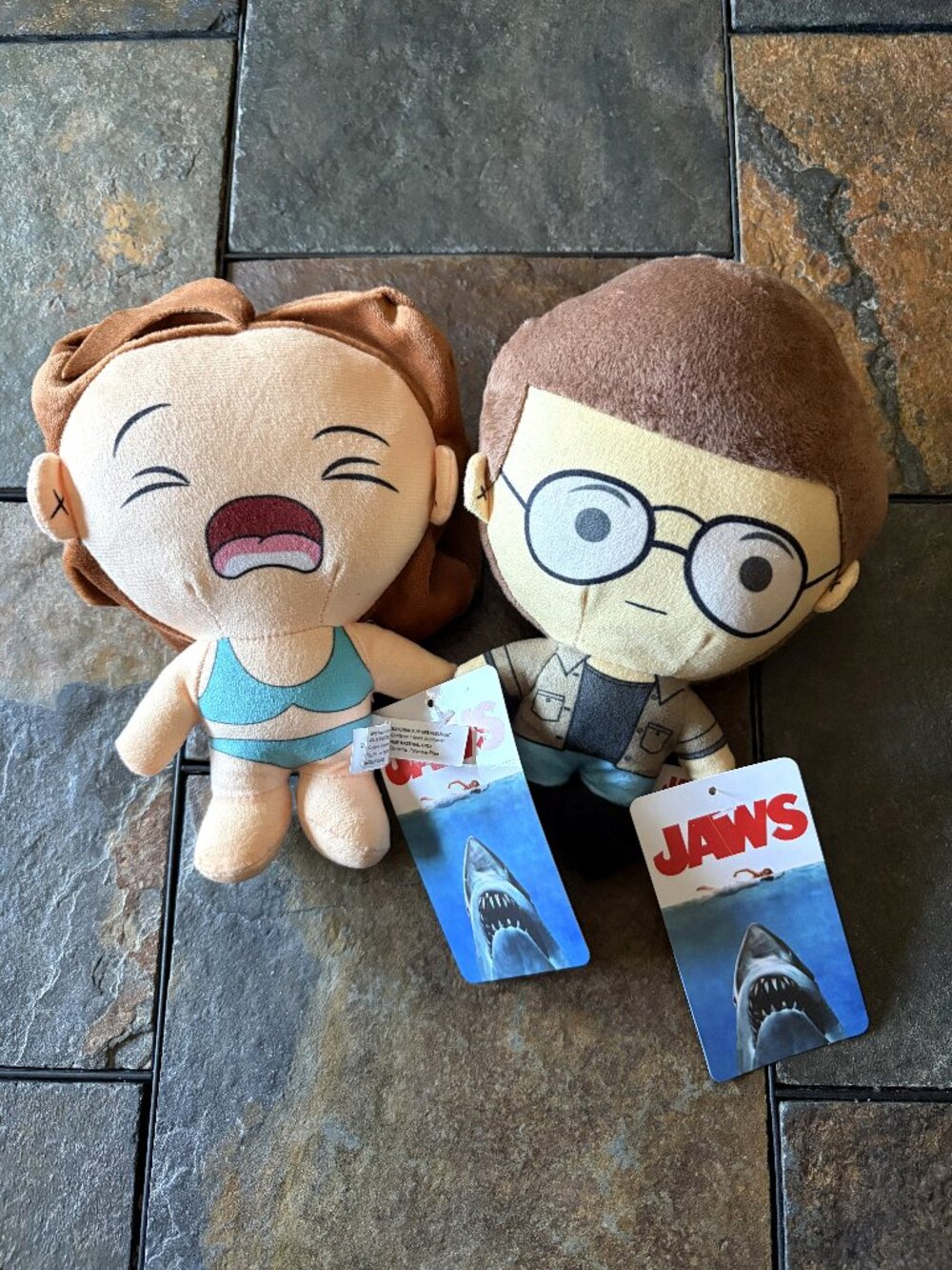 JAWS Chrissie Watkins (screaming swimmer) & Chief Brody plush dolls lot of 2 NWT